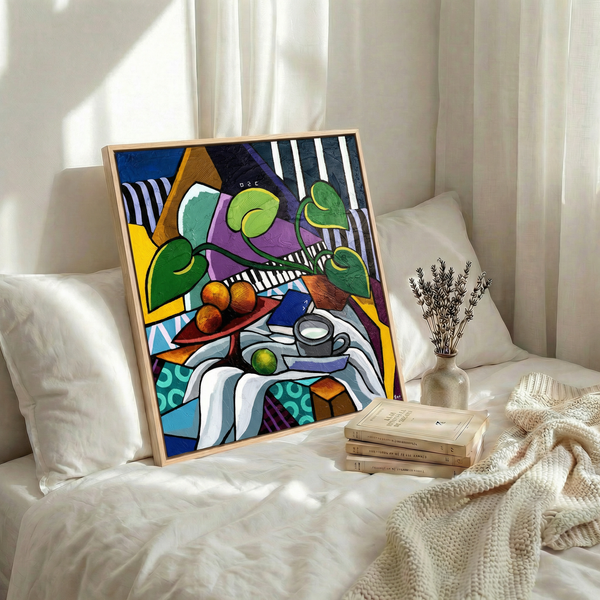 Abstract Still Life Painting – Original Wall Art – Oil & Acrylic on Canvas – Still-Melodia (24"x24")