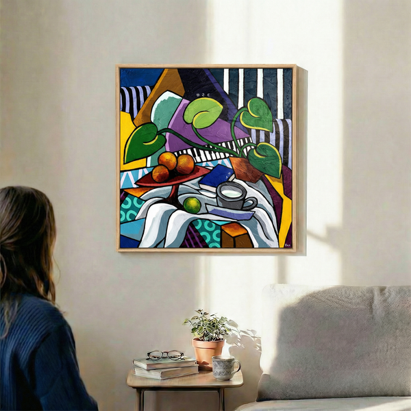 Abstract Still Life Painting – Original Wall Art – Oil & Acrylic on Canvas – Still-Melodia (24"x24")