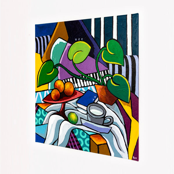 Abstract Still Life Painting – Original Wall Art – Oil & Acrylic on Canvas – Still-Melodia (24"x24")