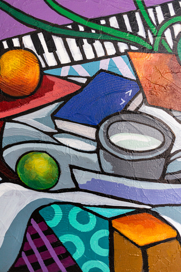 Abstract Still Life Painting – Original Wall Art – Oil & Acrylic on Canvas – Still-Melodia (24"x24")