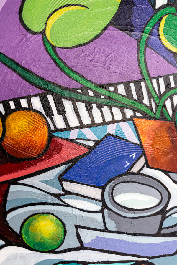 Abstract Still Life Painting – Original Wall Art – Oil & Acrylic on Canvas – Still-Melodia (24"x24")