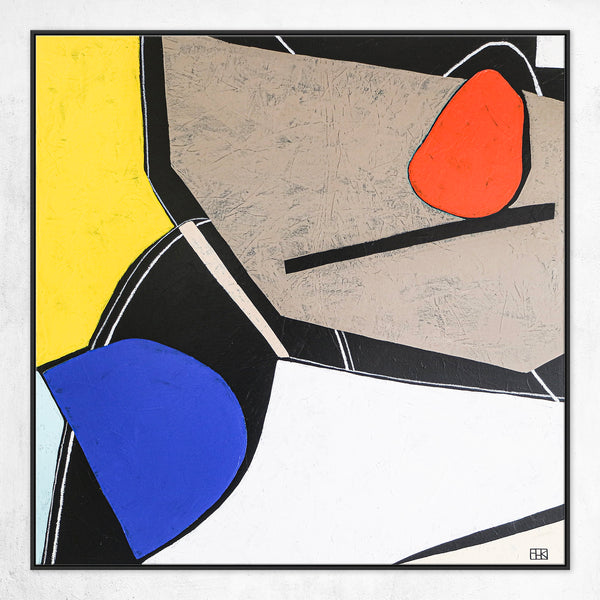 Harmonious Abstract Acrylic Painting in Mondrian Style, Large Original Contemporary Canvas Wall Art | Still-life M