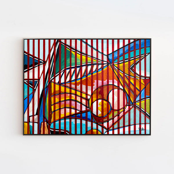 Abstract Painting - Original Wall Art – Oil & Acrylic Painting on Canvas – Textured Modern Painting – Still Stripe (35"x27" | 89x69cm)