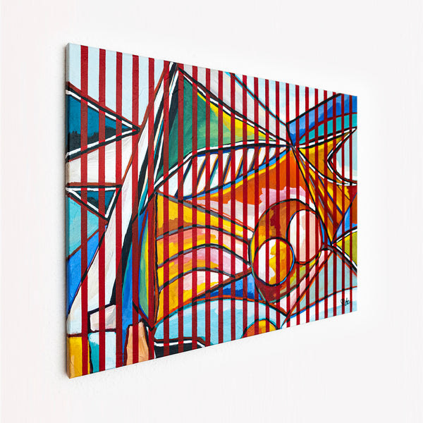 Abstract Painting - Original Wall Art – Oil & Acrylic Painting on Canvas – Textured Modern Painting – Still Stripe (35"x27" | 89x69cm)