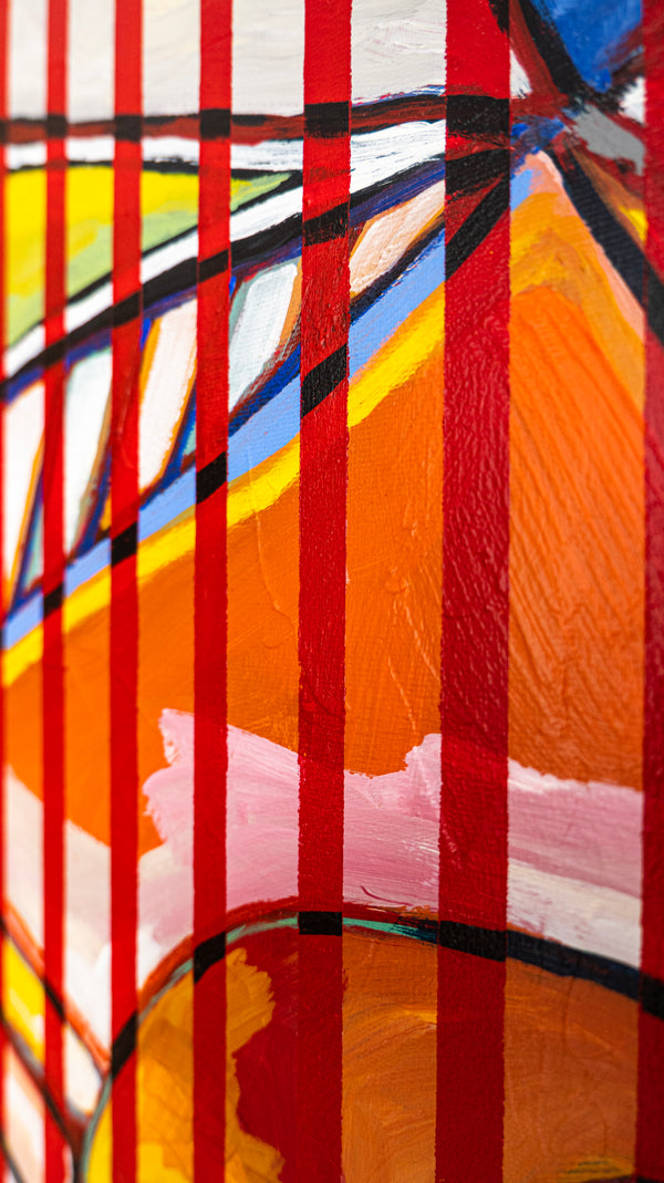Abstract Painting - Original Wall Art – Oil & Acrylic Painting on Canvas – Textured Modern Painting – Still Stripe (35"x27" | 89x69cm)