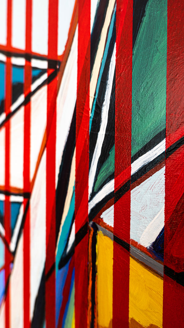 Abstract Painting - Original Wall Art – Oil & Acrylic Painting on Canvas – Textured Modern Painting – Still Stripe (35"x27" | 89x69cm)