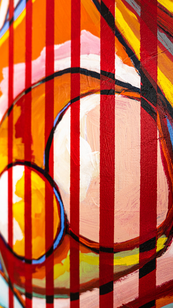 Abstract Painting - Original Wall Art – Oil & Acrylic Painting on Canvas – Textured Modern Painting – Still Stripe (35"x27" | 89x69cm)