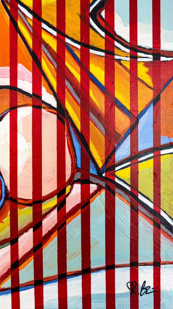 Abstract Painting - Original Wall Art – Oil & Acrylic Painting on Canvas – Textured Modern Painting – Still Stripe (35"x27" | 89x69cm)