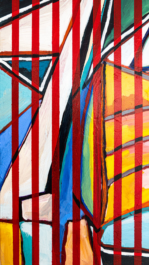 Abstract Painting - Original Wall Art – Oil & Acrylic Painting on Canvas – Textured Modern Painting – Still Stripe (35"x27" | 89x69cm)