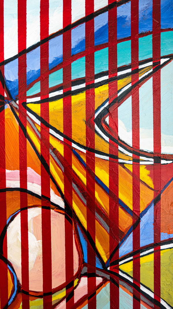 Abstract Painting - Original Wall Art – Oil & Acrylic Painting on Canvas – Textured Modern Painting – Still Stripe (35"x27" | 89x69cm)