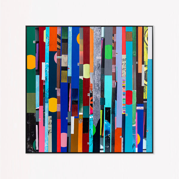 Abstract Painting – Original Collage Wall Art – Mixed Media on Canvas – Modern Geometric Collage – Striae Genesis (28"x28" | 71x71cm)