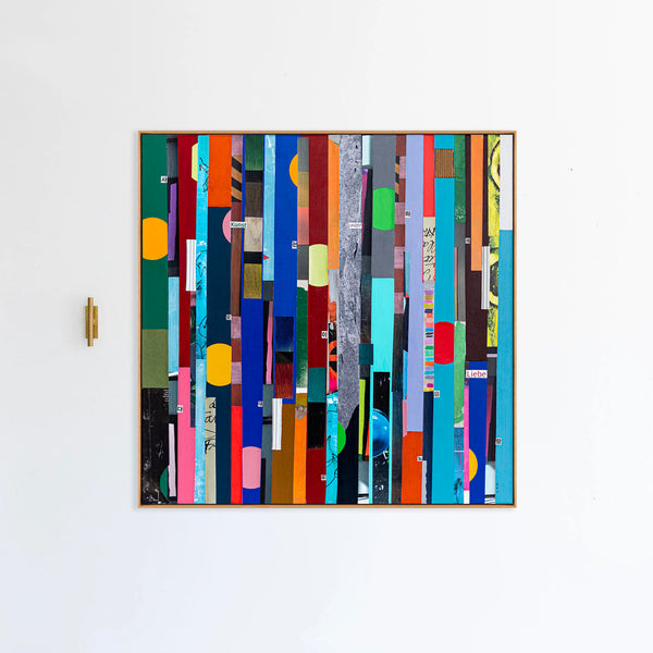 Abstract Painting – Original Collage Wall Art – Mixed Media on Canvas – Modern Geometric Collage – Striae Genesis (28"x28" | 71x71cm)