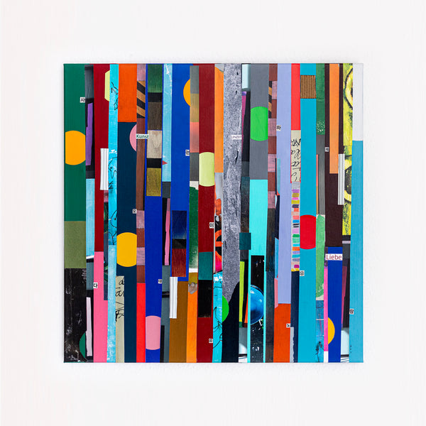 Abstract Painting – Original Collage Wall Art – Mixed Media on Canvas – Modern Geometric Collage – Striae Genesis (28"x28" | 71x71cm)