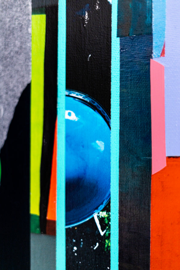 Abstract Painting – Original Collage Wall Art – Mixed Media on Canvas – Modern Geometric Collage – Striae Genesis (28"x28" | 71x71cm)