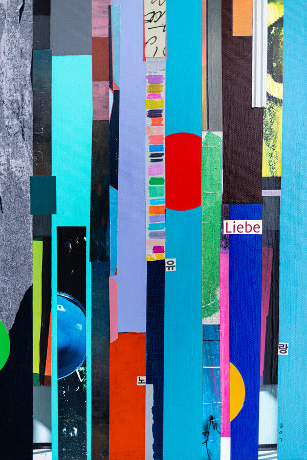 Abstract Painting – Original Collage Wall Art – Mixed Media on Canvas – Modern Geometric Collage – Striae Genesis (28"x28" | 71x71cm)