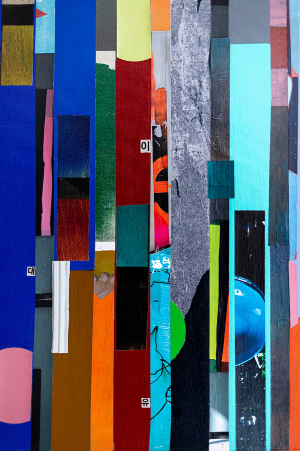 Abstract Painting – Original Collage Wall Art – Mixed Media on Canvas – Modern Geometric Collage – Striae Genesis (28"x28" | 71x71cm)