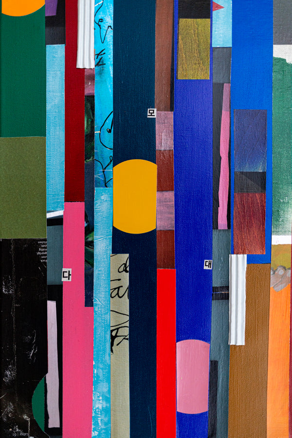 Abstract Painting – Original Collage Wall Art – Mixed Media on Canvas – Modern Geometric Collage – Striae Genesis (28"x28" | 71x71cm)