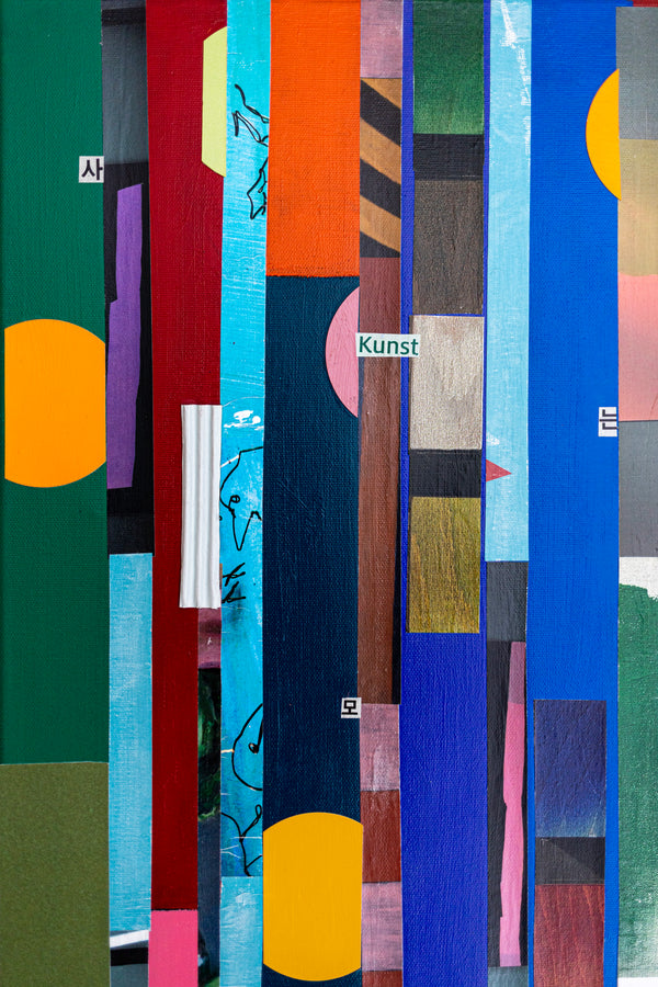 Abstract Painting – Original Collage Wall Art – Mixed Media on Canvas – Modern Geometric Collage – Striae Genesis (28"x28" | 71x71cm)