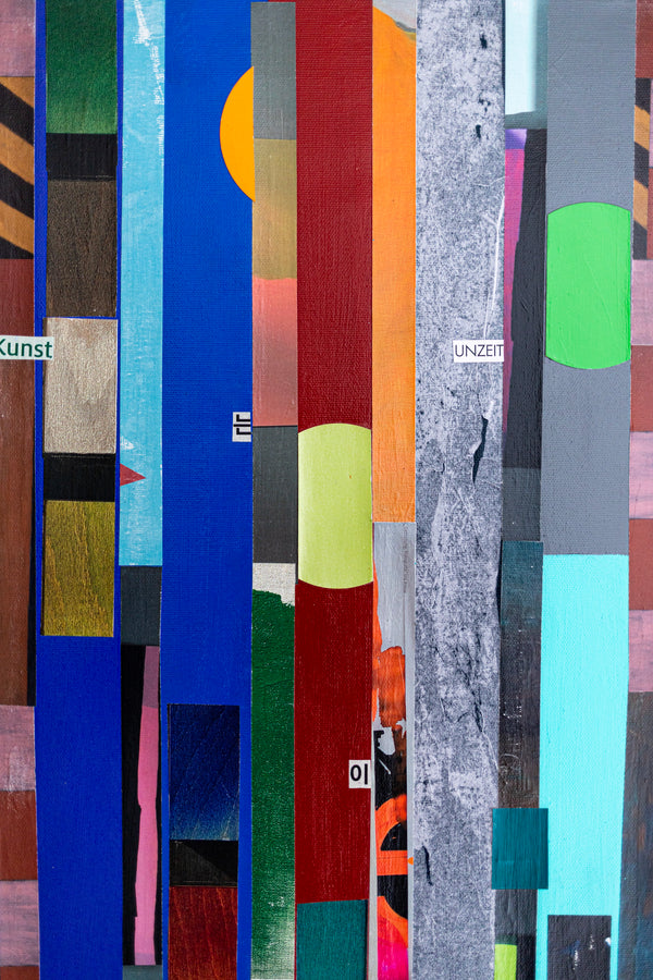 Abstract Painting – Original Collage Wall Art – Mixed Media on Canvas – Modern Geometric Collage – Striae Genesis (28"x28" | 71x71cm)