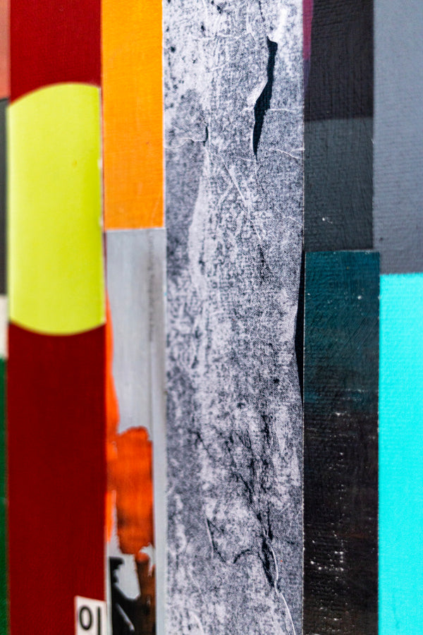 Abstract Painting – Original Collage Wall Art – Mixed Media on Canvas – Modern Geometric Collage – Striae Genesis (28"x28" | 71x71cm)