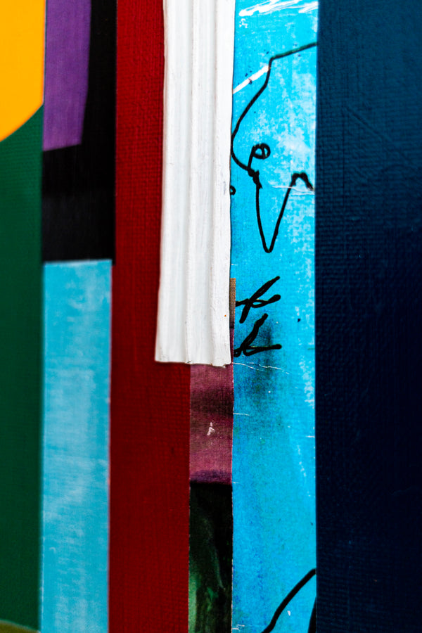 Abstract Painting – Original Collage Wall Art – Mixed Media on Canvas – Modern Geometric Collage – Striae Genesis (28"x28" | 71x71cm)