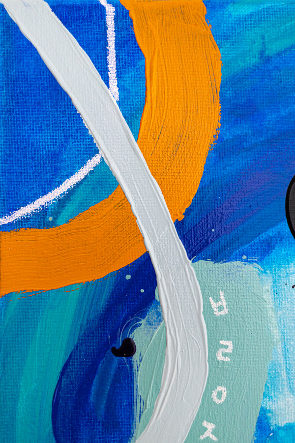 Abstract Painting – Original Wall Art – Acrylic Oil & Mixed Media on Canvas – Blue Yellow Painting – "Subcon-Blau I" – 20"x20" (50x50cm)