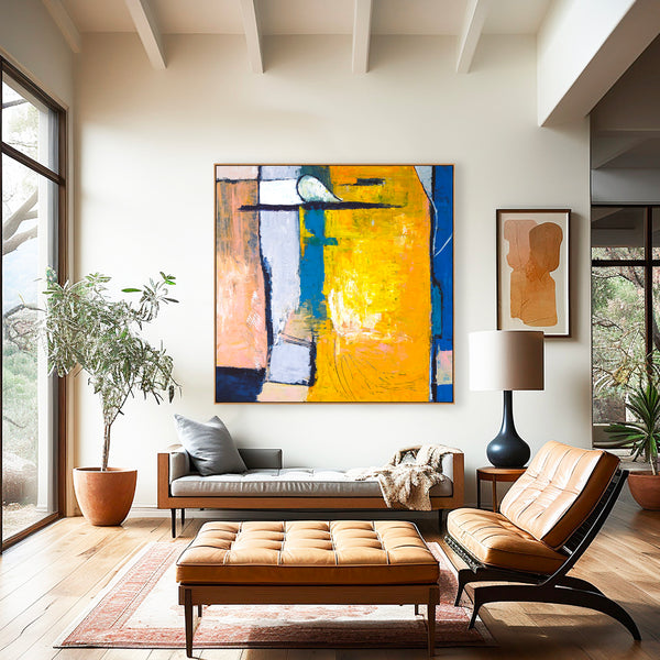 Abstract Painting – Original Wall Art – Large Oil & Acrylic Painting on Canvas – Modern Minimalist Contemporary Canvas Art – “Suburban”