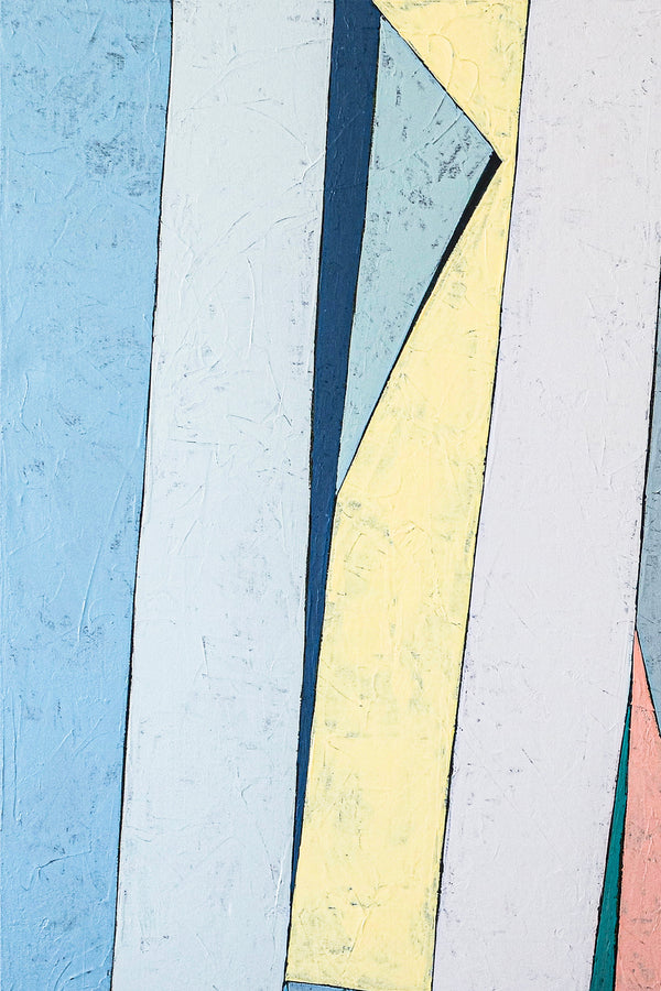 Contemporary Minimal Abstract Painting in Acrylic, Original Modern Canvas Wall Art | Summer deck (Horizontal Ver.)