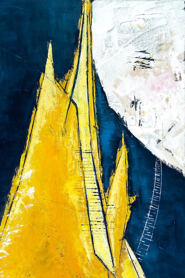 Abstract Painting – Original Wall Art – Large Oil & Acrylic Painting on Canvas – Modern Minimalist Contemporary Art – “Sun, Mountain, Moon”