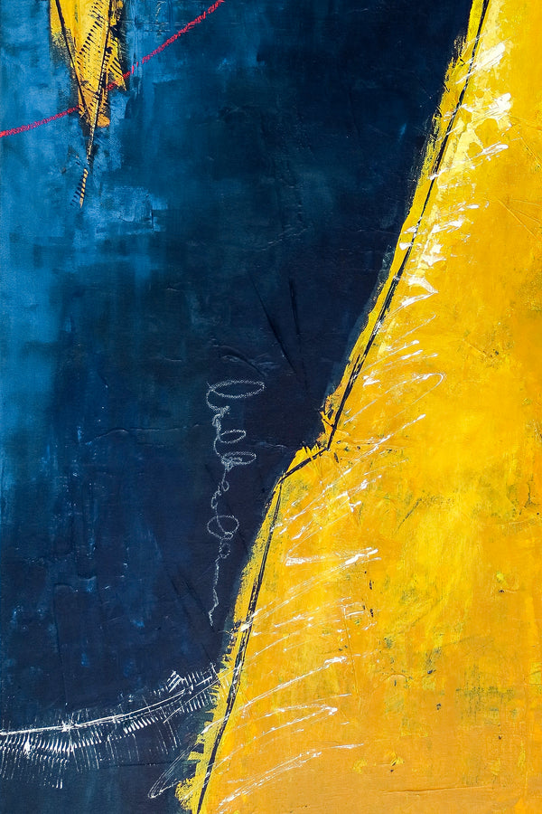 Abstract Painting – Original Wall Art – Large Oil & Acrylic Painting on Canvas – Modern Minimalist Contemporary Art – “Sun, Mountain, Moon”
