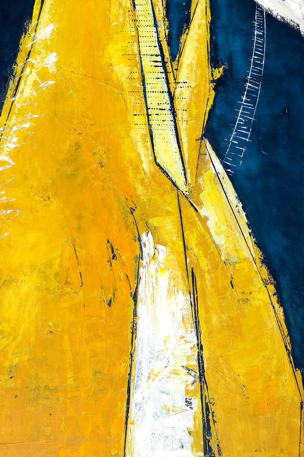 Abstract Painting – Original Wall Art – Large Oil & Acrylic Painting on Canvas – Modern Minimalist Contemporary Art – “Sun, Mountain, Moon”