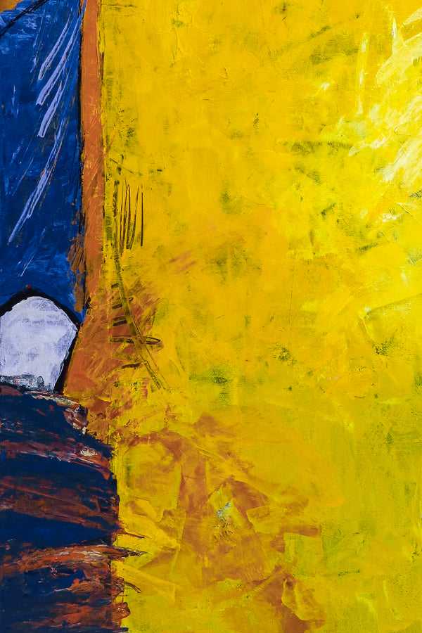 Vibrant California-Inspired Large Abstract Acrylic Original Painting, Playful Yellow Canvas Wall Art | Sunshine