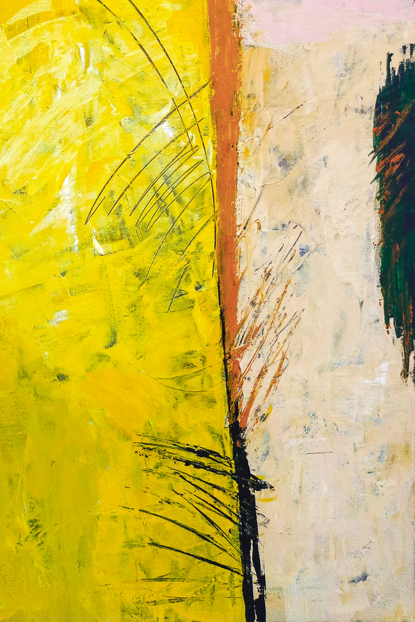 Vibrant California-Inspired Large Abstract Acrylic Original Painting, Playful Yellow Canvas Wall Art | Sunshine