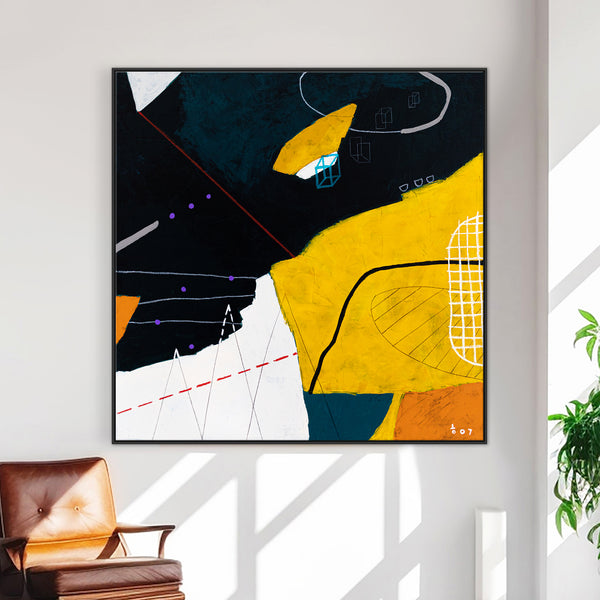 Large Original Abstract Colorful Painting in Acrylic, Captivating and Mysterious Modern Canvas Wall Art | Swati
