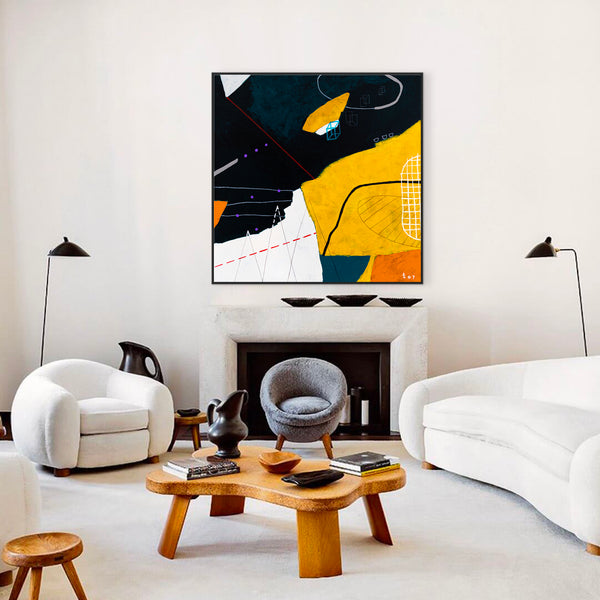 Large Original Abstract Colorful Painting in Acrylic, Captivating and Mysterious Modern Canvas Wall Art | Swati