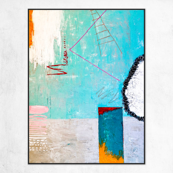 Playful & Colorful Abstract Original Painting in Acrylic, Vibrant and Trendy of Large Modern Canvas Art | Tale III