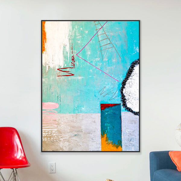 Playful & Colorful Abstract Original Painting in Acrylic, Vibrant and Trendy of Large Modern Canvas Art | Tale III