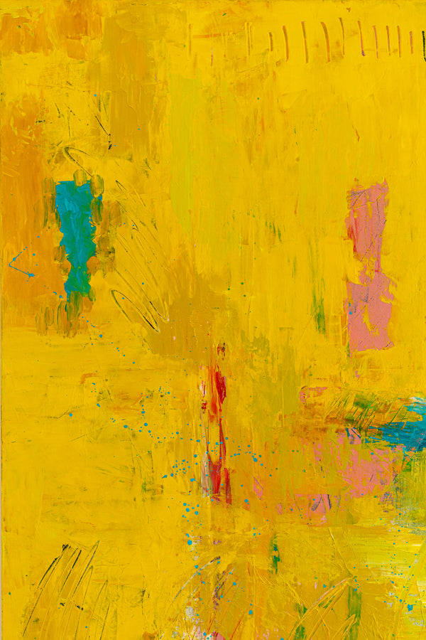 Original Modern Abstract Expressionism Painting, Contemporary Wall Art with Yellow Theme for Large Spaces | Teich II (48"x48")