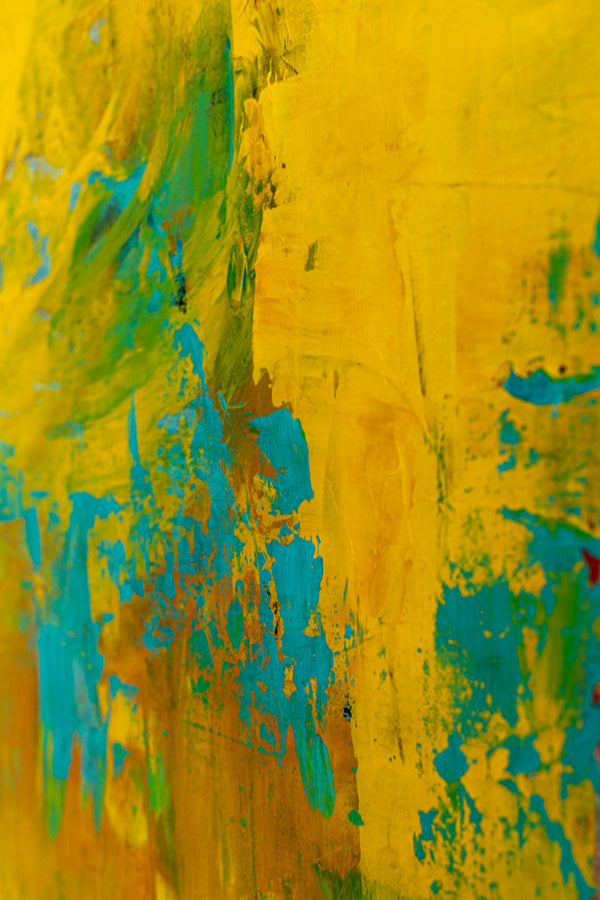 Original Modern Abstract Expressionism Painting, Contemporary Wall Art with Yellow Theme for Large Spaces | Teich II (48"x48")
