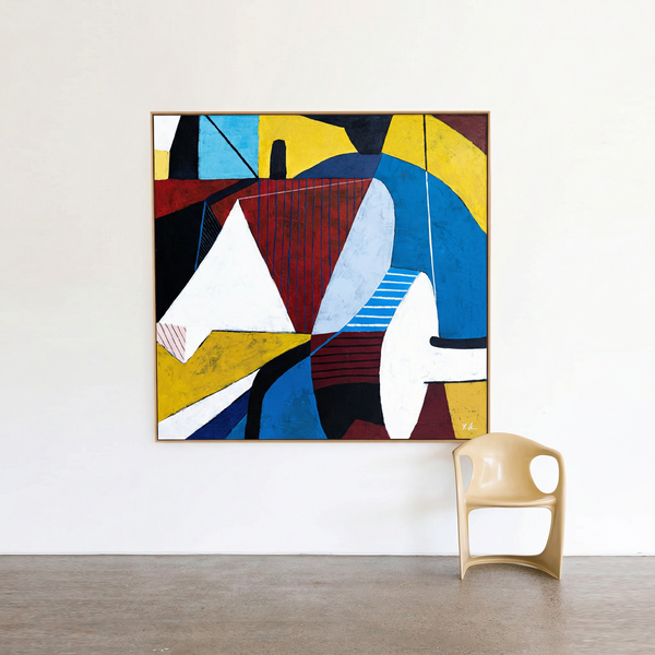 Modern Geometric Abstract Painting – Original Oil & Acrylic on Canvas – Large Wall Art – “Tensio”