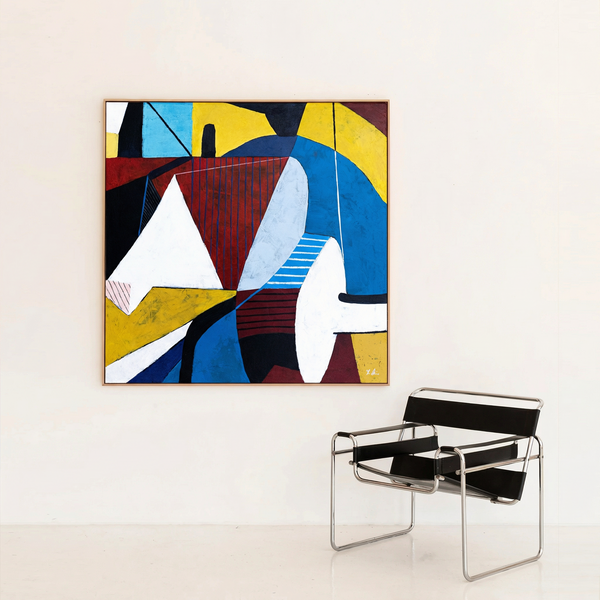 Modern Geometric Abstract Painting – Original Oil & Acrylic on Canvas – Large Wall Art – “Tensio”