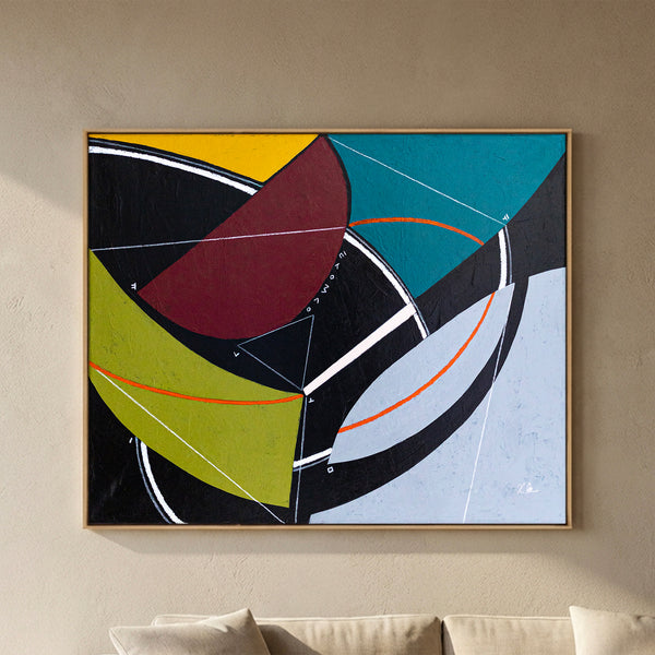 Large Original Abstract Painting "Tension in Motion" – Modern Geometric Wall Art – Oil & Acrylic on Canvas