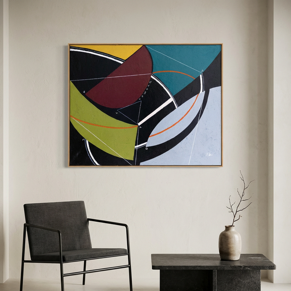 Large Original Abstract Painting "Tension in Motion" – Modern Geometric Wall Art – Oil & Acrylic on Canvas