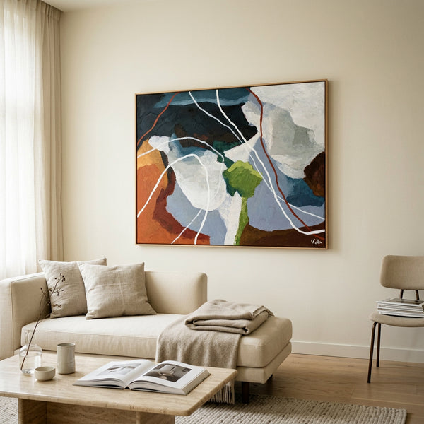 Earthy Neutral Abstract Wall Art — Modern Original Oil Painting, Textured Canvas — "Terra Intima"