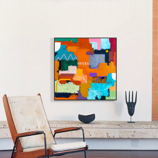 Original Abstract Painting, Colorful Modern Canvas Wall Art, Embrace Comfort and Beauty | Terra Traum (24"x24")