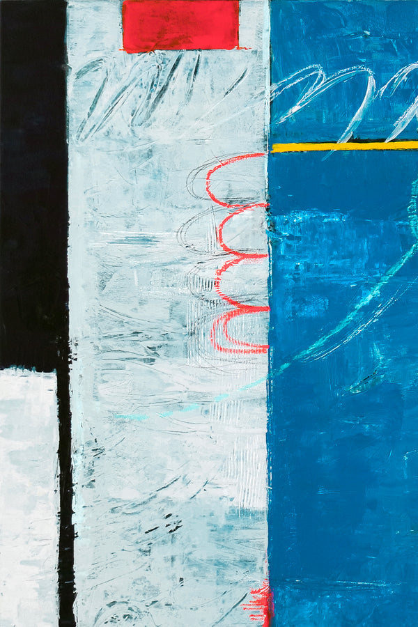 Imaginary Space in Original Acrylic Abstract Modern Blue Painting, Large Canvas Art | The Aleph (Vertical Ver.)