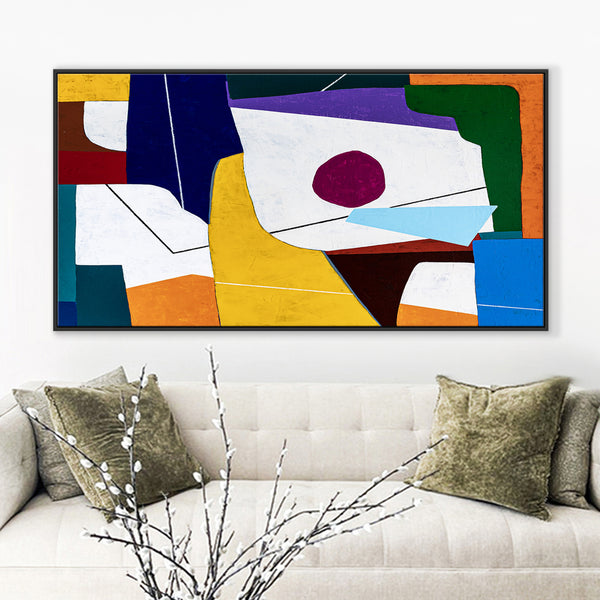 Geometric Original Abstract Colorful Acrylic Painting, Contemporary Modern Canvas Wall Art | The (Horizontal Ver.)