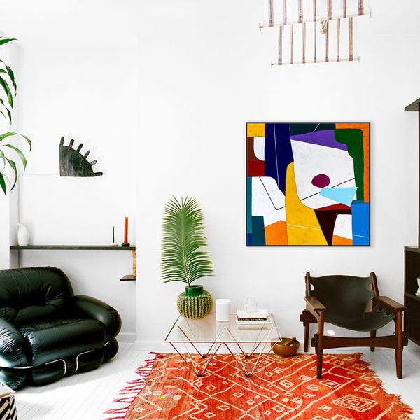 Original Abstract Colorful Painting, Geometric Canvas Wall Art for Living Room or Office Space | The (44"x44")