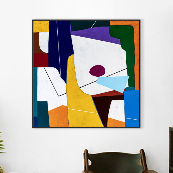 Original Abstract Colorful Painting, Geometric Canvas Wall Art for Living Room or Office Space | The (44"x44")