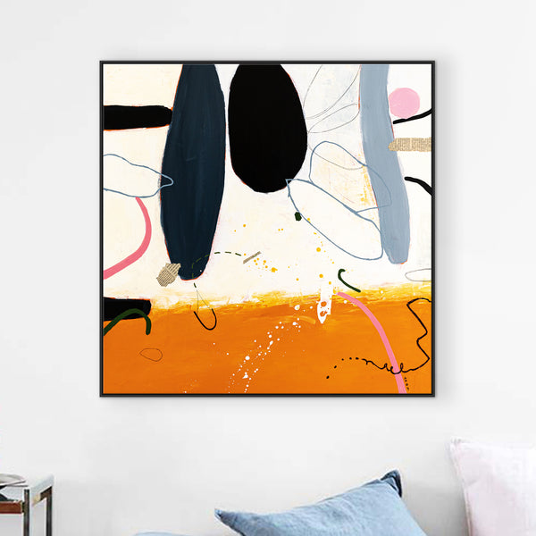 Vibrant Abstract Original Painting, Modern Canvas Wall Art with Acrylic Paint and Mixed Media | The fourth dream (40"x40")